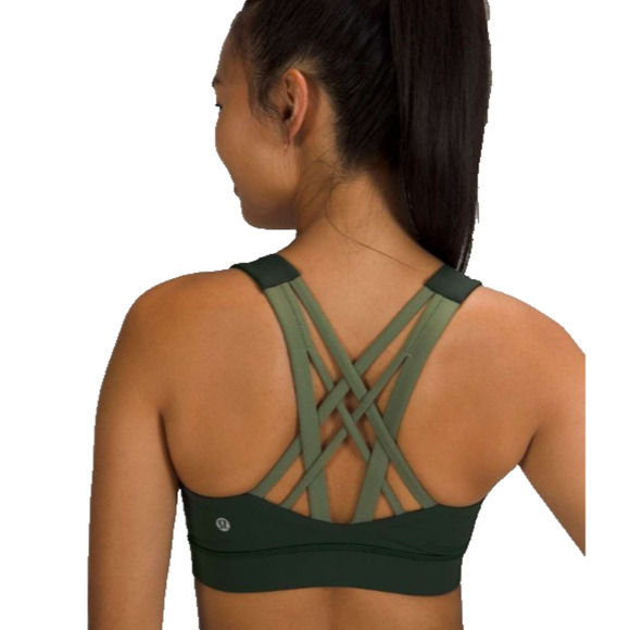 Lululemon Womens Free to Be Elevated Bra Strappy Back Rainforest Green Twill 8 - Picture 1 of 8